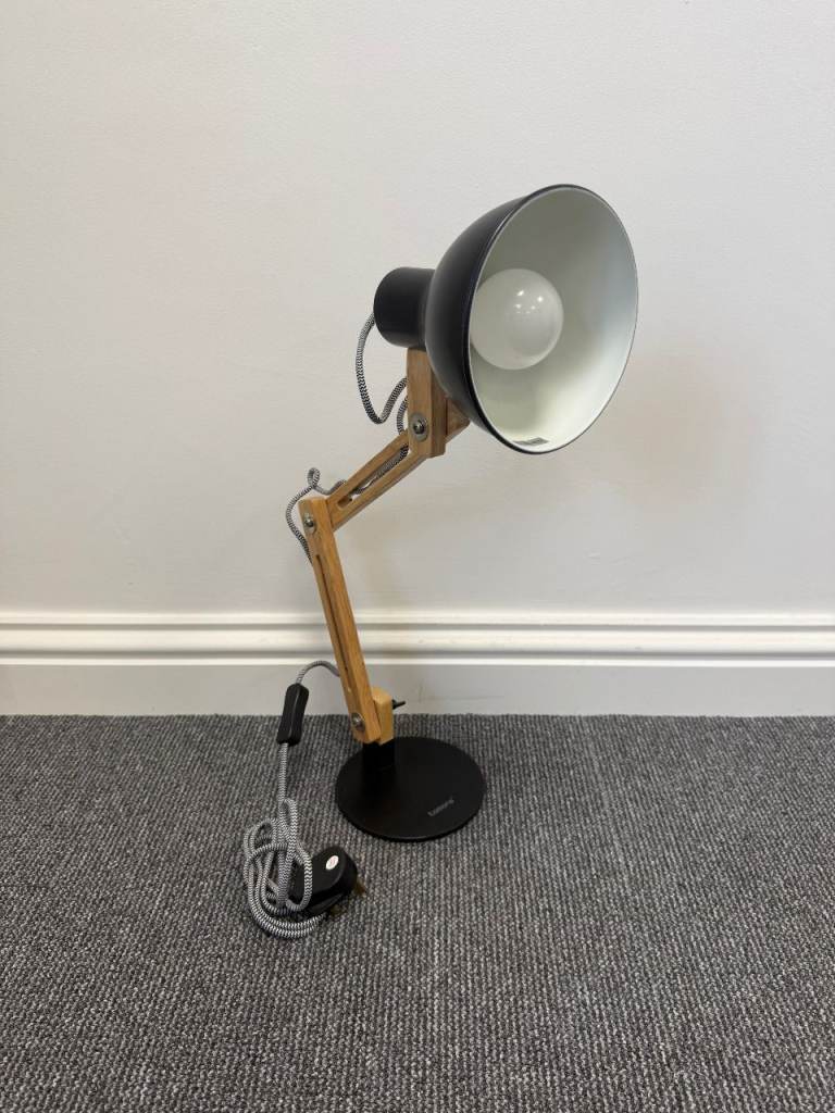 Tomons Wood Swing Arm Desk Lamp – Black Metal Articulated Task/Reading Light