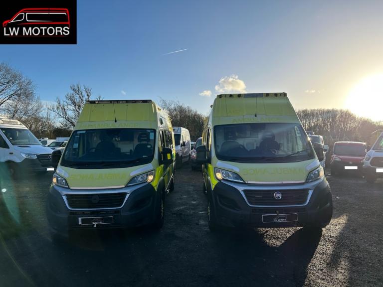 CHOICE OF 2 FIAT DUCATO 2.3 MULTIJET EXLWB EXHIGH ROOF AMBULANCE 66 REG 18 REG