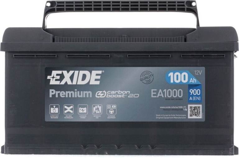 EXIDE PREMIUM CARBON BOOST 2.0 CAR/VAN BATTERY 100 AHR,900 AMPS