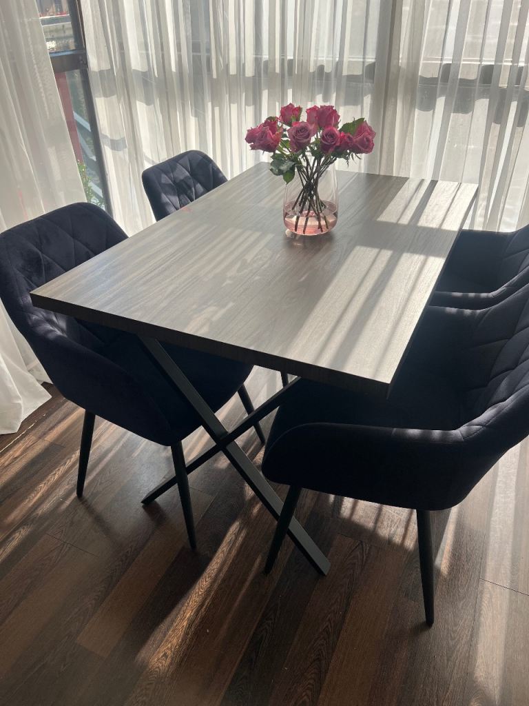 Dining Table 4 Seater Walnut Brown