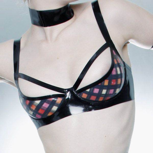 Fräulein Ehrhardt HighGlossDolls Lara Multi Check with Black Bra 75B/C and Thong - Size XS