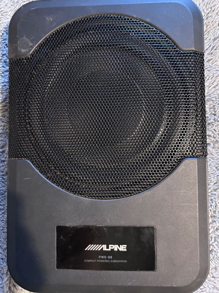 Alpine PWE-S8 Compact Underseat Powered Active Subwoofer with Remote 120w RMS