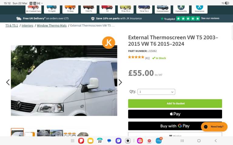 Vw t5 /t6 external thermoblinds