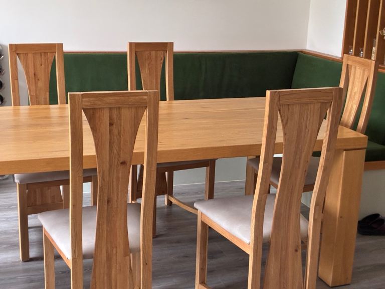 Solid oak table and 4 chairs