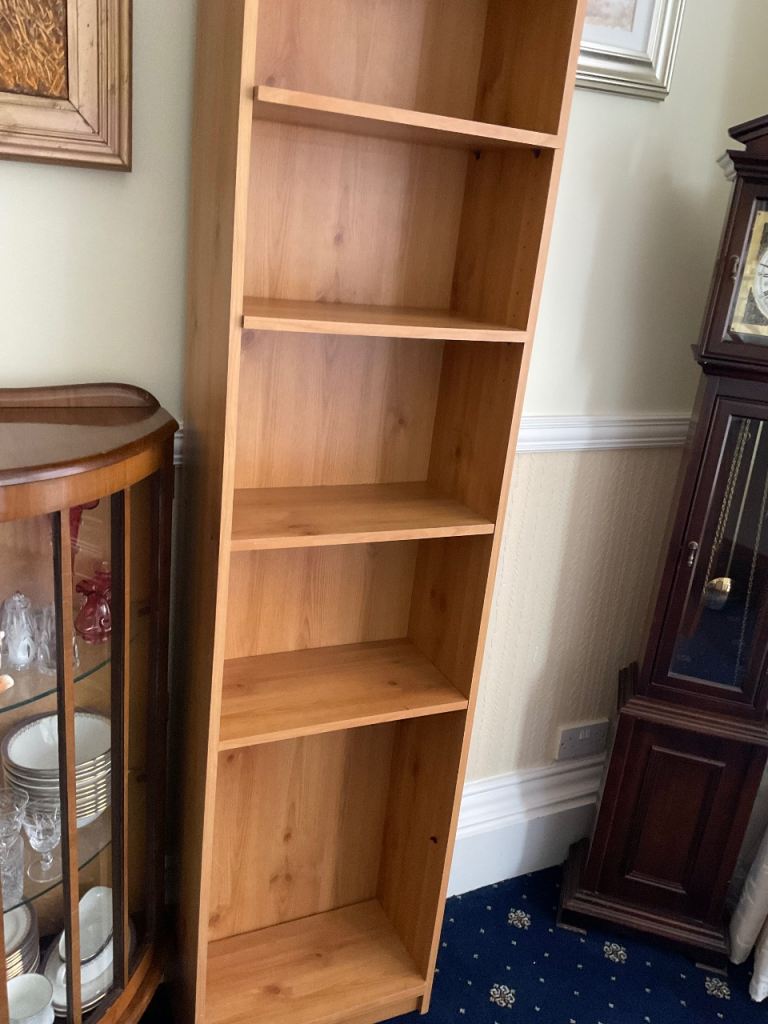 Tall Wooden Bookcase with Adjustable Shelves – Good Condition