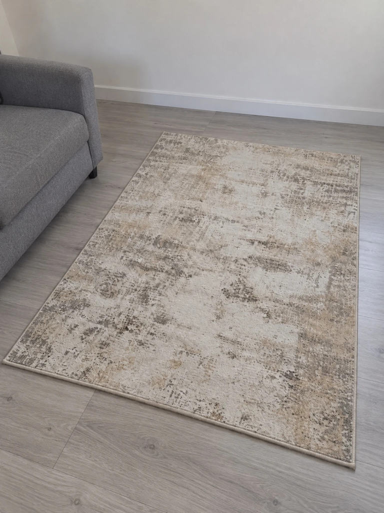 Washable Living Room Rug 90×150cm Beige/ Grey - 90×150cm