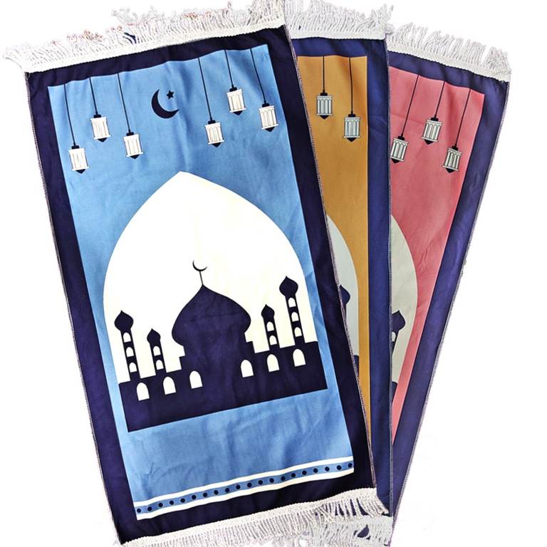 Kids Childrens New Prayer Rugs - Mosque Design, Multicoloured Set mat