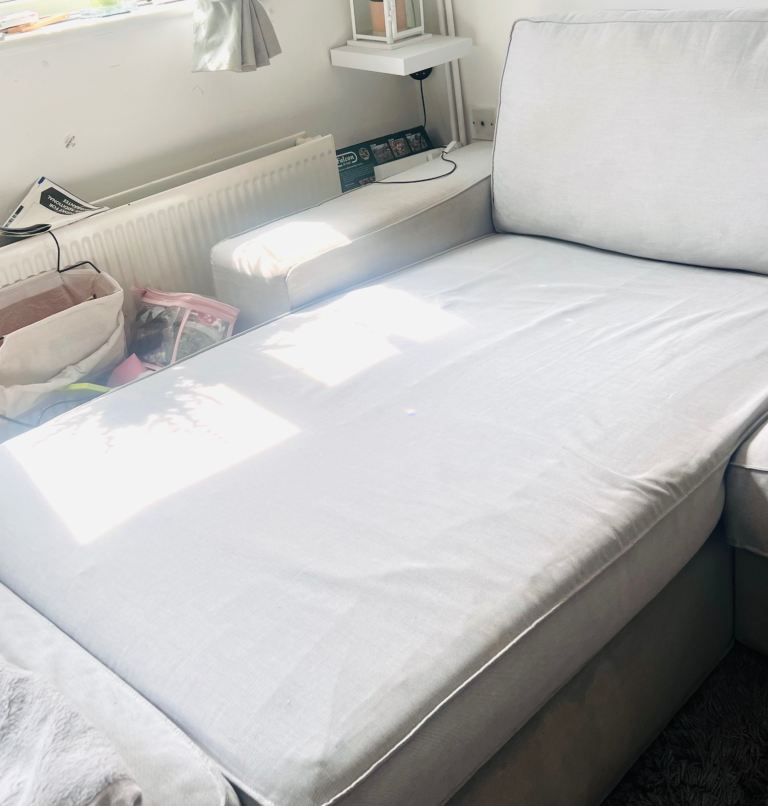 Comfortable Grey Fabric Chaise Longue Sofa – Good Condition