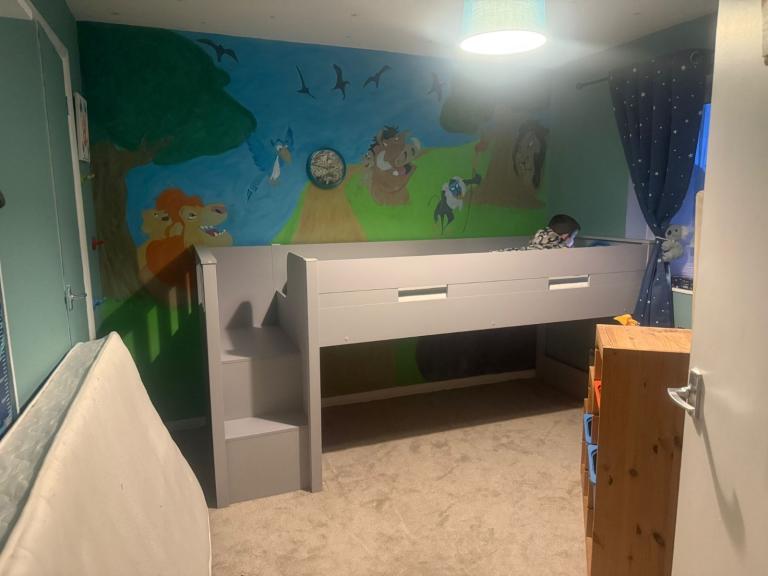 Mid Sleeper Bed with Storage - Grey, As Good As New