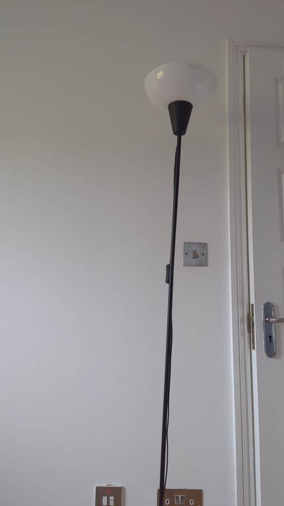 Ikea- black Floor Lamp with White Shade – Good Condition