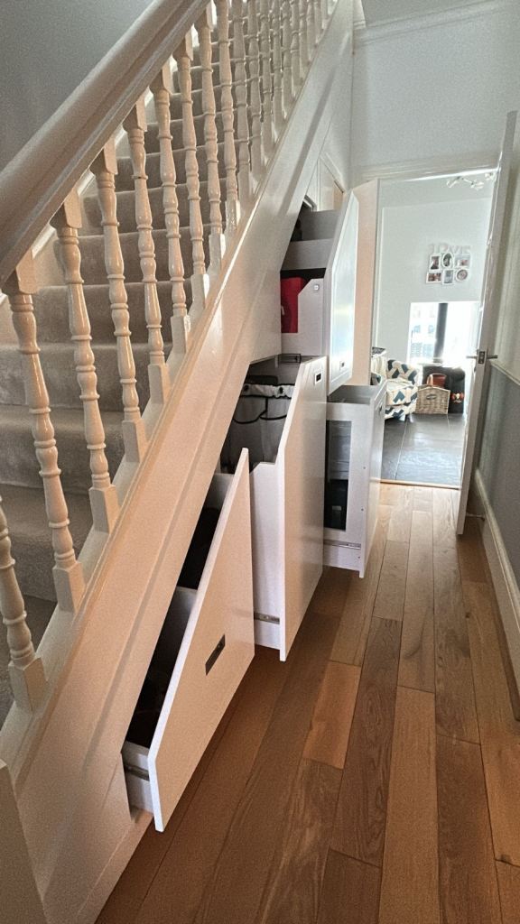 Brand NEW White Wooden Under-Stairs Storage Units with Pull-Out Drawers