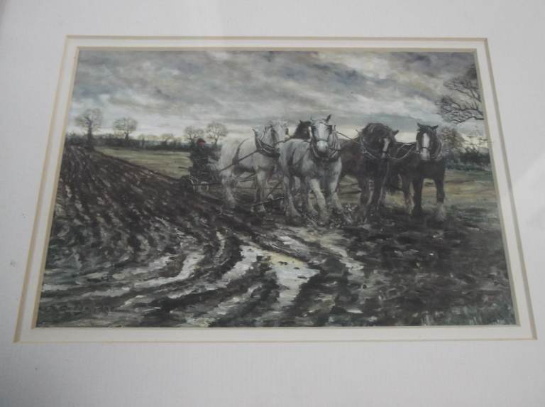 5 Framed Pictures Prints of Country Farming Scenes of Horses by Joe Godderidge