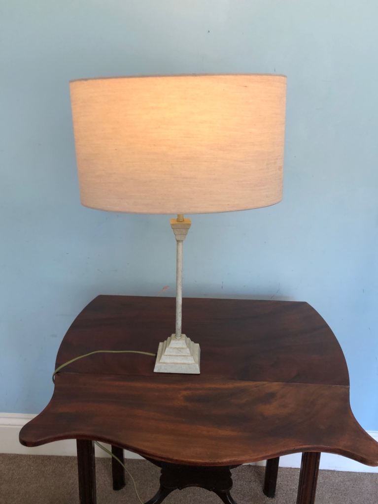 Vintage Individual Unusual Shaped Metal Table Lamp with Oval Shade H24in/61cm    P151