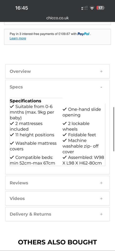 CHICCO Next2Me Twins bed - crib