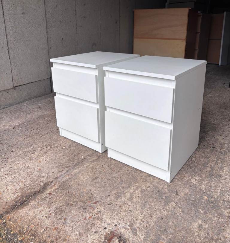 image for 2 x ikea kullen white bedside drawers 