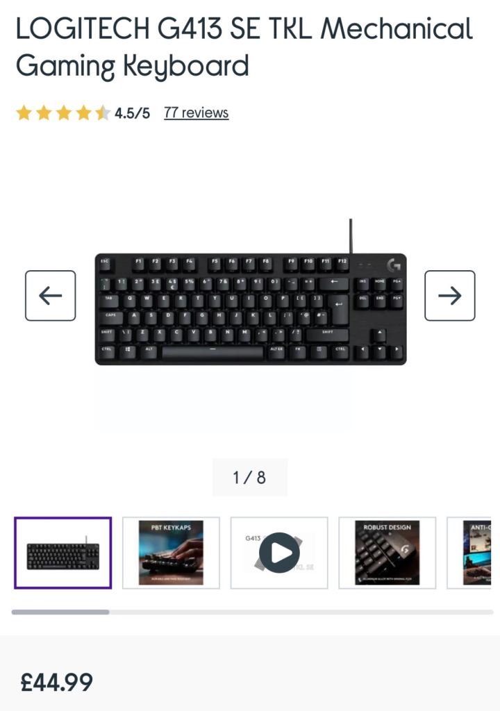 Logitech G413 SE TKL Mechanical Gaming Keyboard