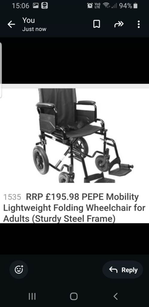 Pepe mobility lightweight wheelchair 