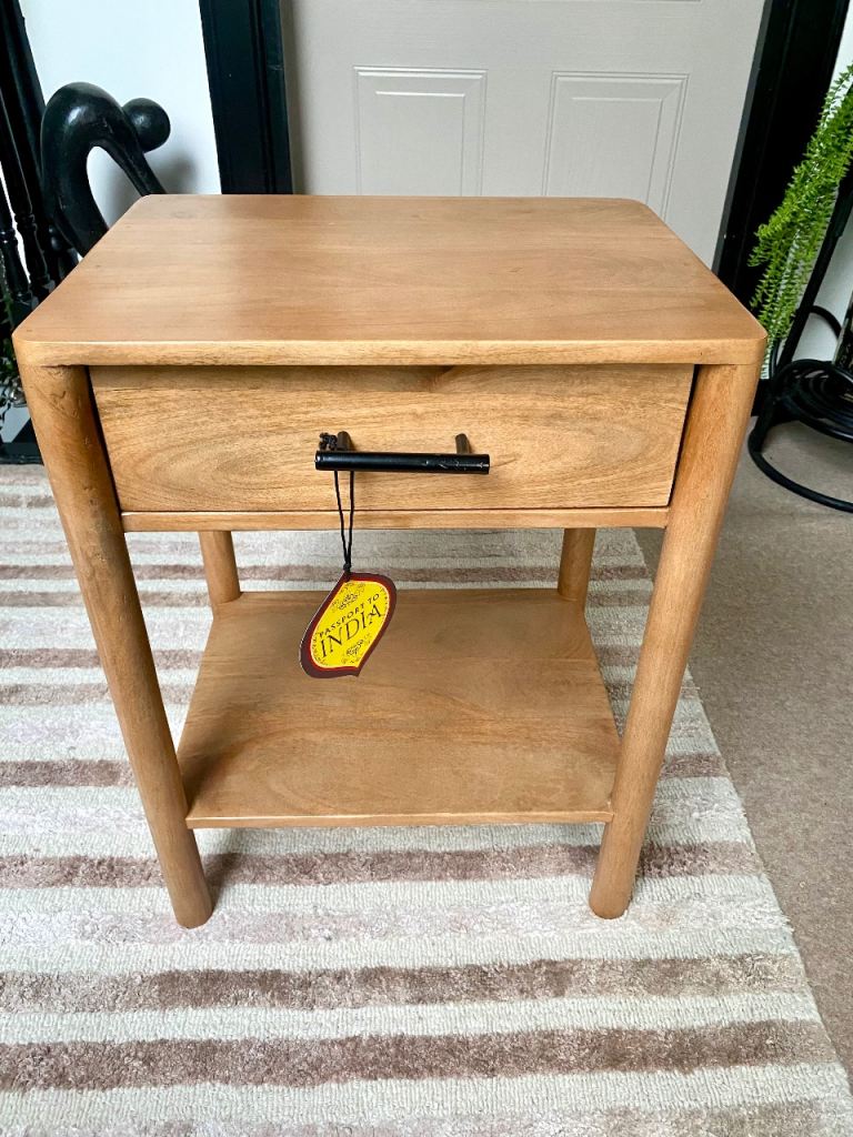 Passport to India Wooden 1 drawer bedside table with shelf BRAND NEW WITH TAGS 