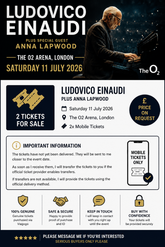 einaudi x2 tickets london o2 