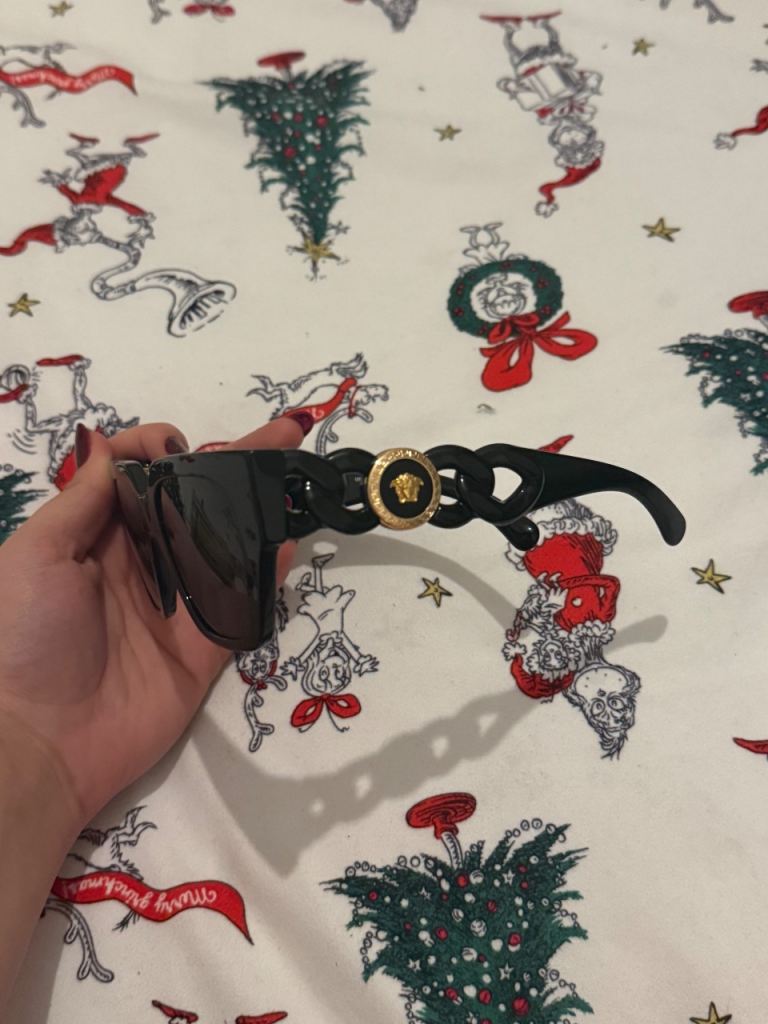 Original Versace Women's Sunglasses - Black with Gold Medusa Detail