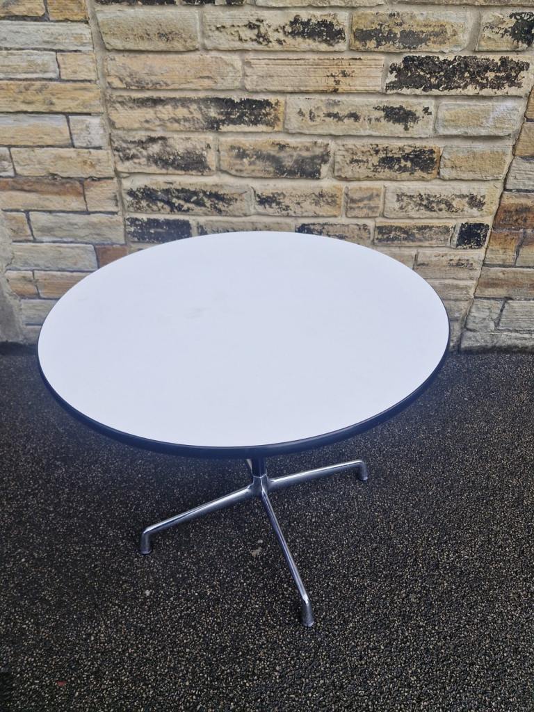 Vintage vitra Eames based round laminate white topped dining table (5 available)