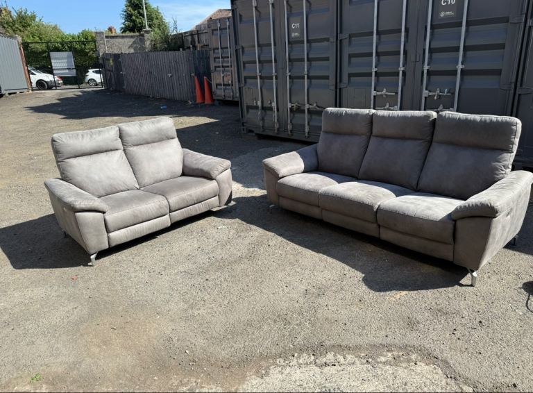 image for Free delivery available Grey Electric reclining 3+2 sofa set 