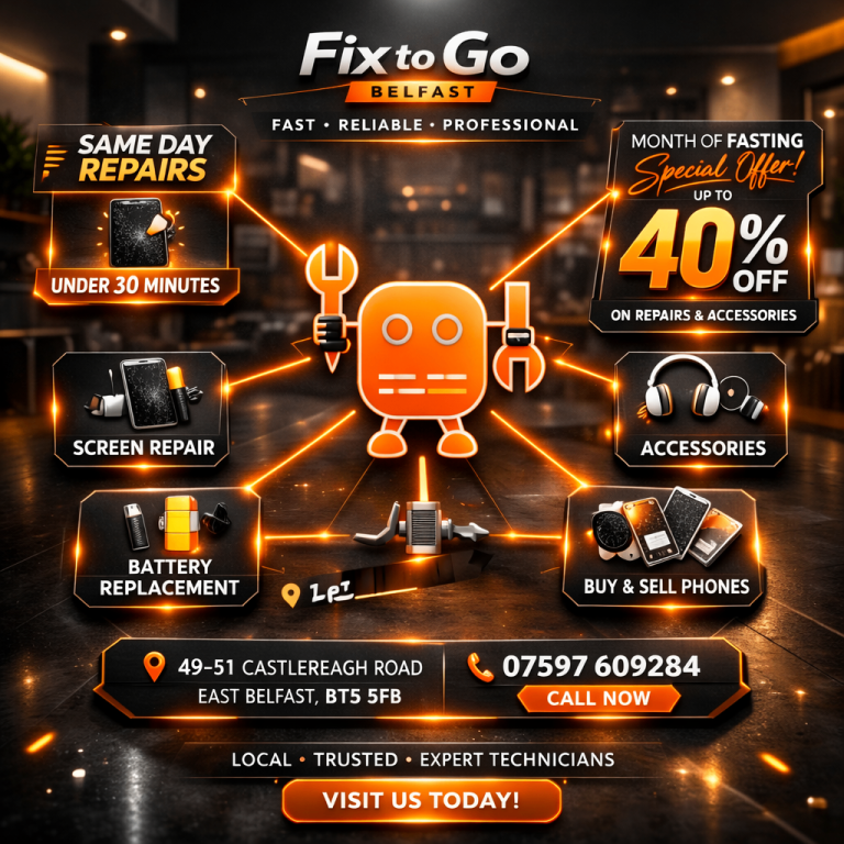Same Day Phone Repairs in East Belfast – Most Devices Ready in Under 30 Minutes | Fix to Go Belfast