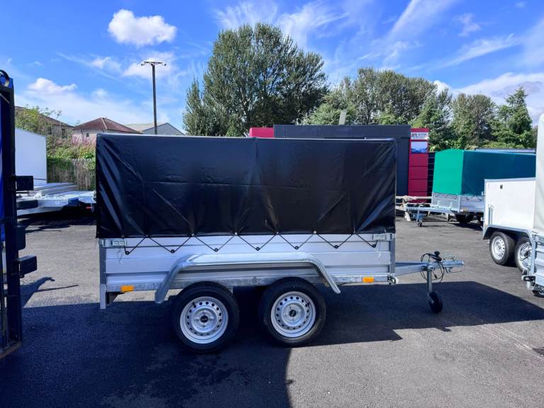 BRAND NEW 7,7ft x 4,2ft TWIN AXLE NIEWIADOW TRAILER WITH FRAME AND COVER (80CM) 750KG