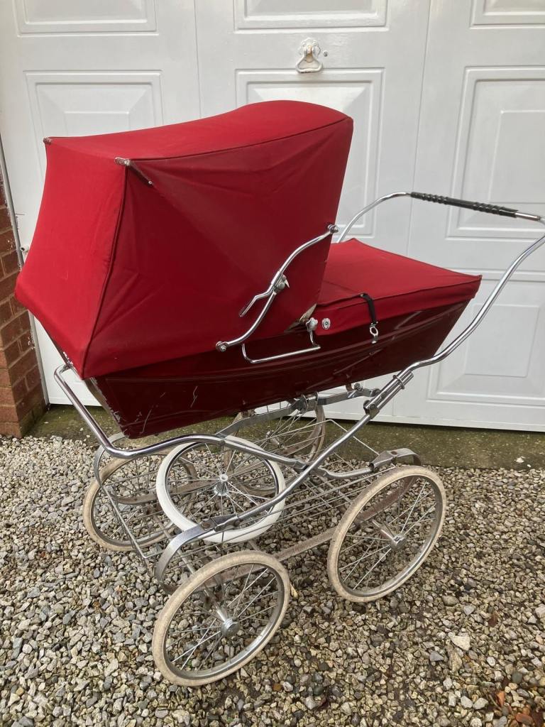 Vintage Silver Cross pram - red