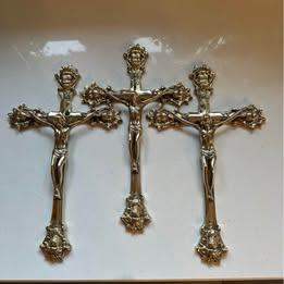 ONE ONLY; Large Brass Crucifix Crosses 12in x 7in PLS READ AD