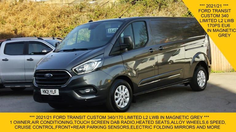 2021 Ford Transit Custom 340 LIMITED L2 LWB IN GREY,AIR CONDITIONING,170PS,HEATED SEATS,PARKING S...