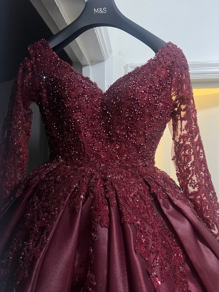 Bridal burgundy dress