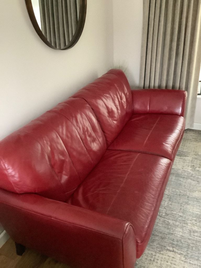 Sofology Red Leather Sofa