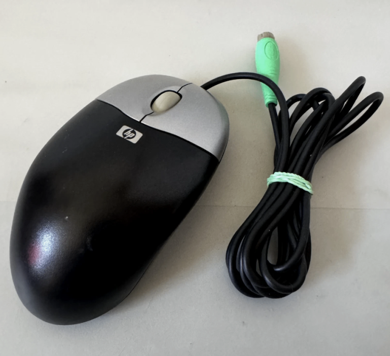 3 x HP M-SBF96 Optical Scroll Wheel Wired PS/2 Mouse 3 Button Black & Silver Vintage