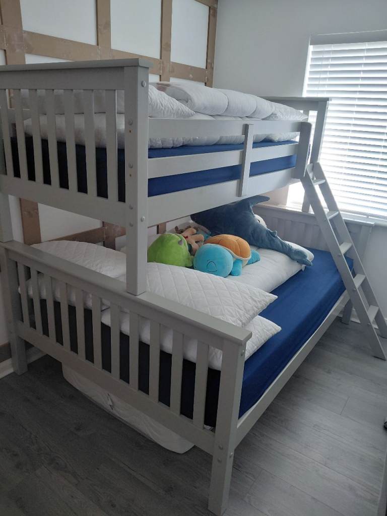 Sturdy Grey Bunk Beds with Ladder – Good Condition