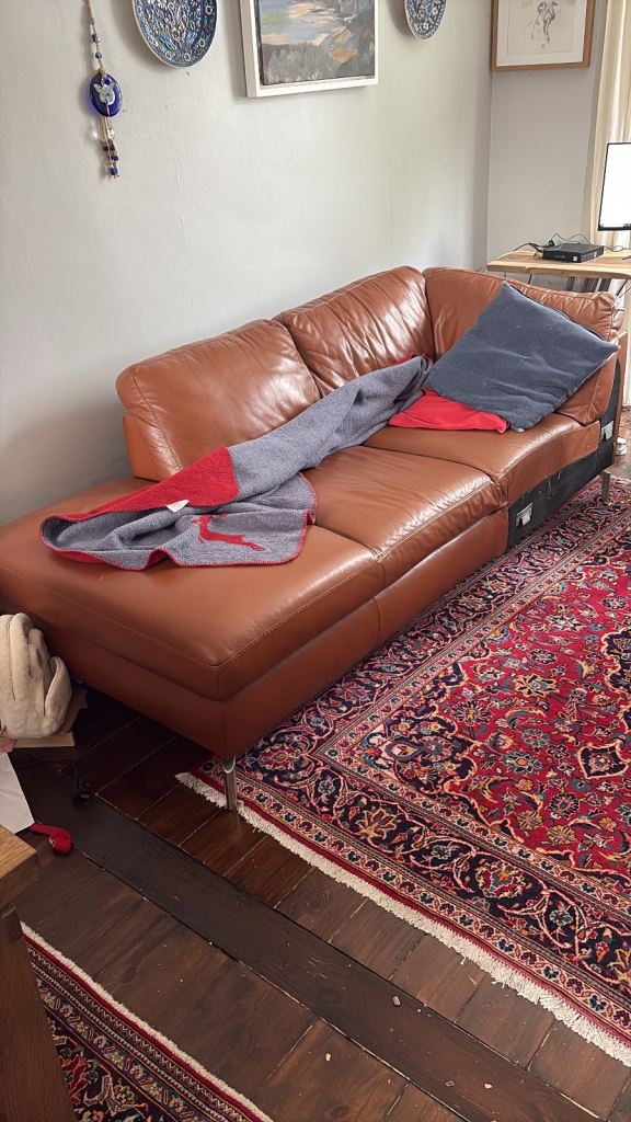Leather L sofa