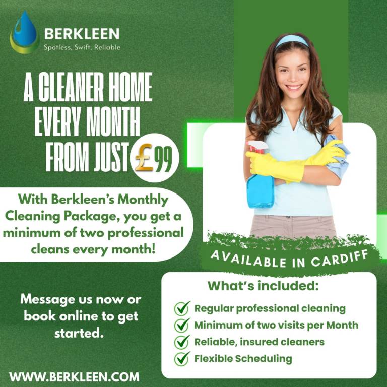 Professional Cleaning Services in Cardiff from just £99 a month 