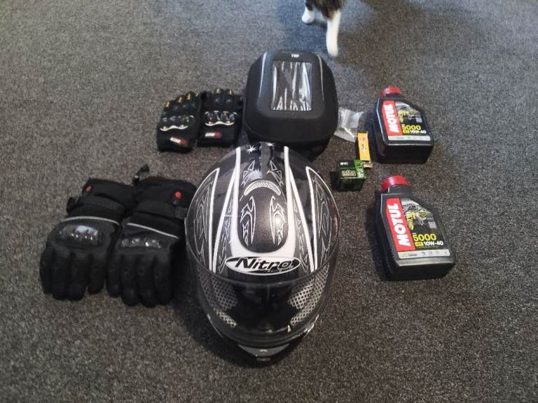 Motorcycle helmet gloves oil , baflg