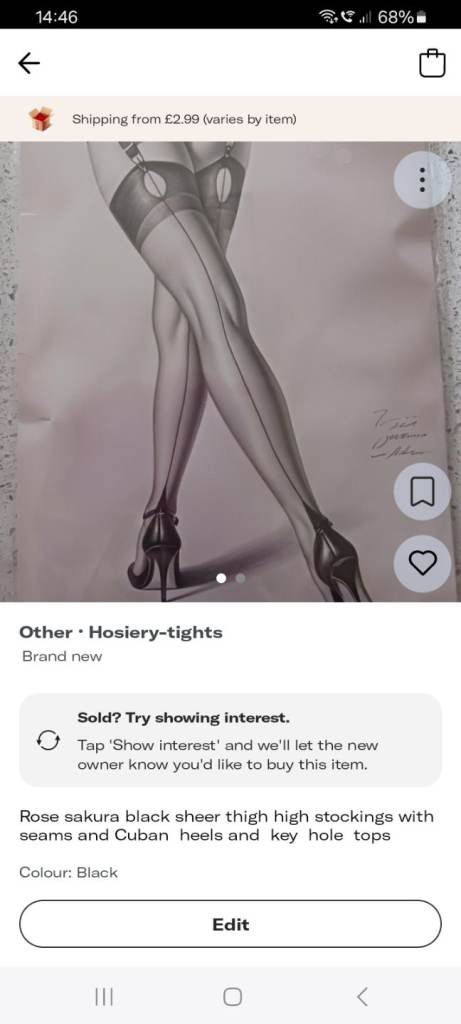 Black nylon seamed stockings with Cuban heels and key hole tops size large 