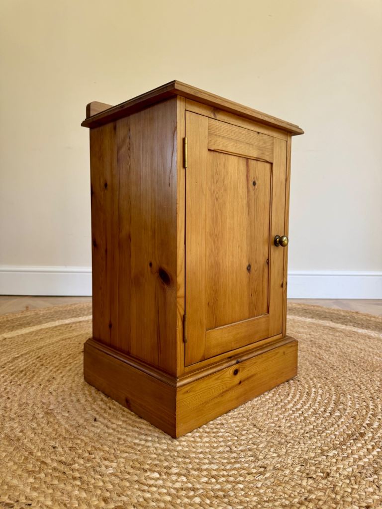 Vintage solid pine bedside cabinet cupboard 