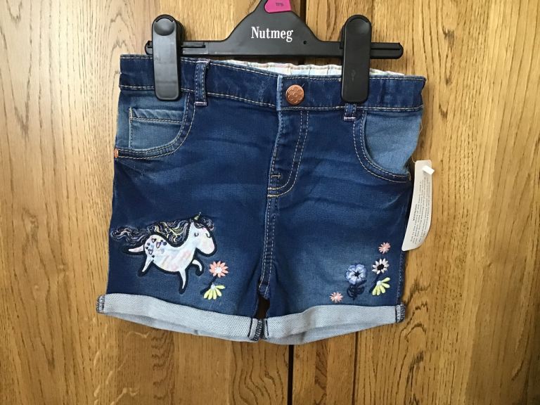 Brand New with tag girls denim style shorts 12-18, 18-24, 2-3, 3-4, 4-5, 5-6