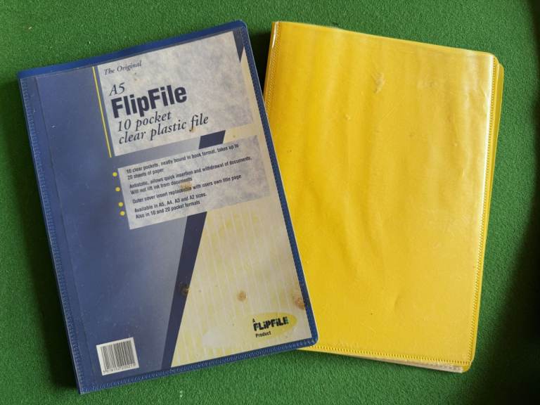 Two A5 Blue and yellow Flexible Pocket  Cover Display Books.