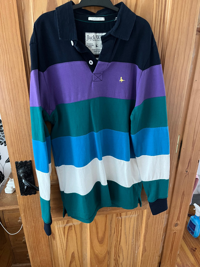 Jack Wills men’s multi coloured rugby shirt size S