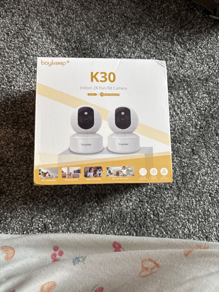 New Boykeep K30 Indoor 2K Pan Tilt Camera Twin Pack