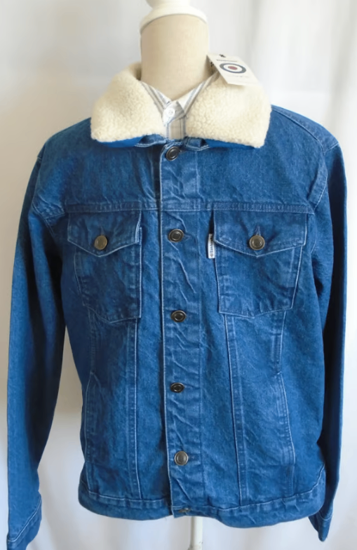 Lambretta Mens Sherpa Collar Warm Jean Denim Jacket Coat Medium New and Tagged