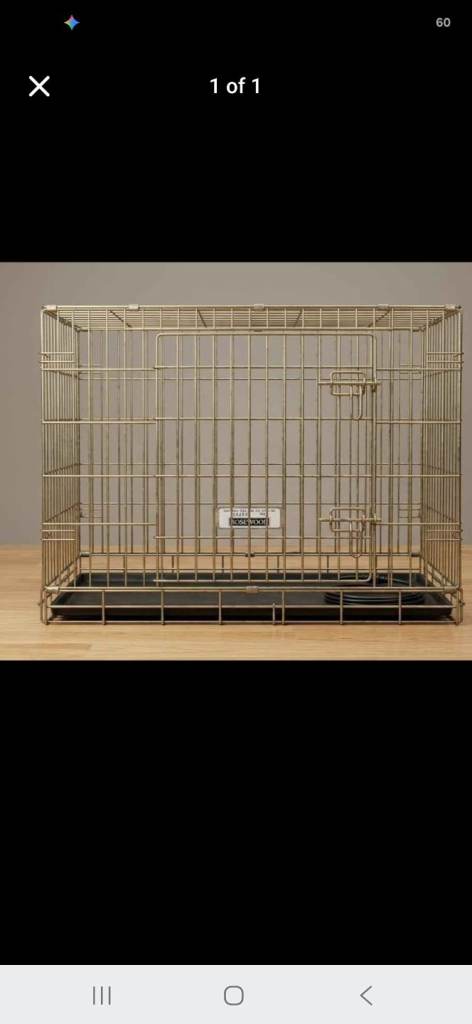 Vintage Rosewood Metal Dog Crate