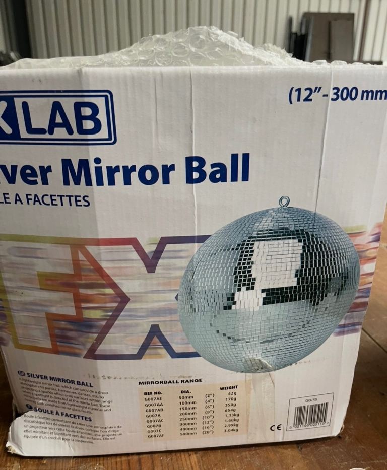 New EK LAB 12" (300mm) Silver Mirror Ball
