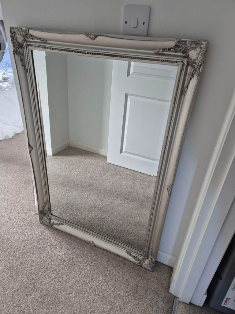 Heavy decorative wood framed mirror 