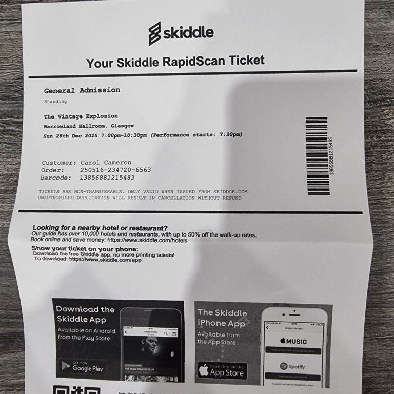 Vintage Explosion Tickets x 2