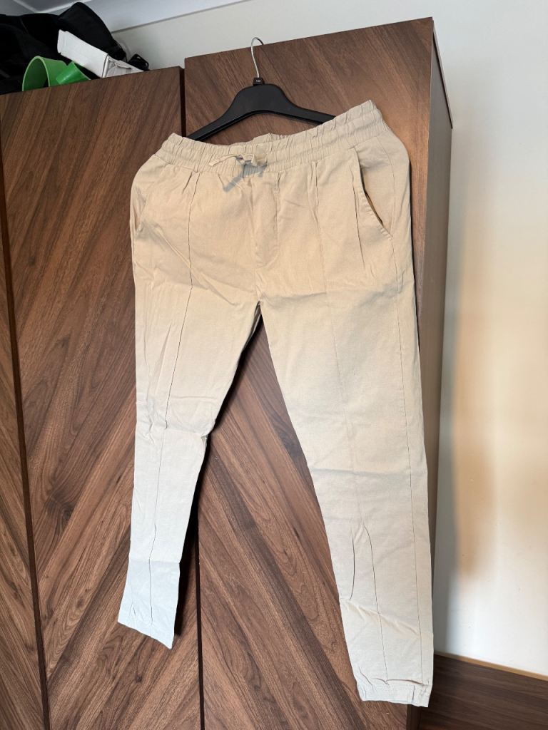 Mens Beige Elasticated Waist Trousers ARNE - Good Condition